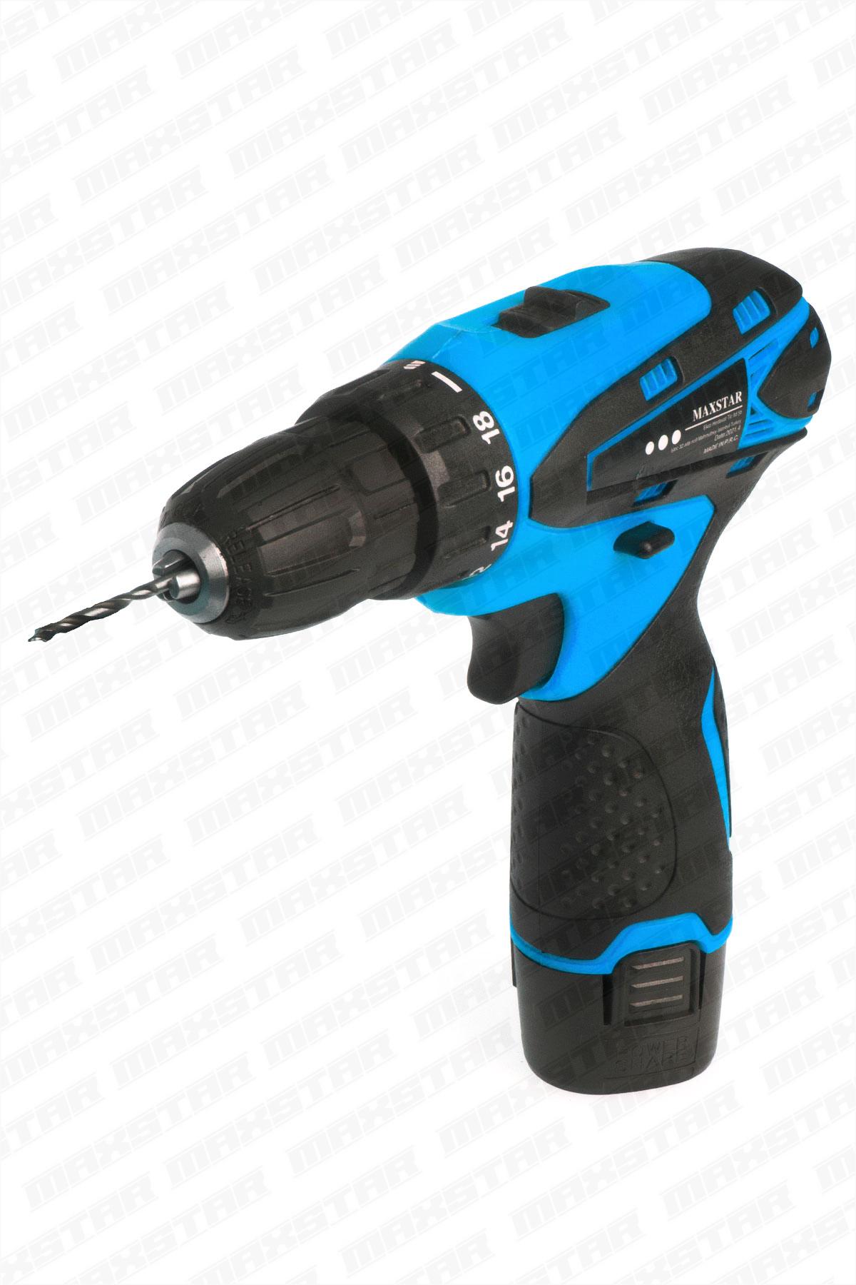 Maxstar 18V Lı-On Çift Akülü Şarjlı Matkap Vidalama + 23 Parça Set - Görsel 3