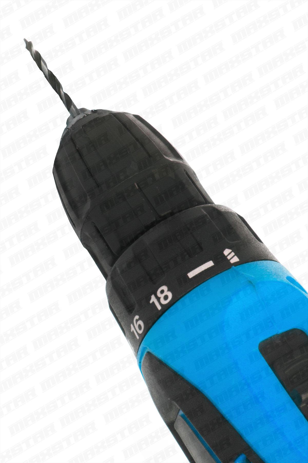 Maxstar 18V Lı-On Çift Akülü Şarjlı Matkap Vidalama + 23 Parça Set - Görsel 5