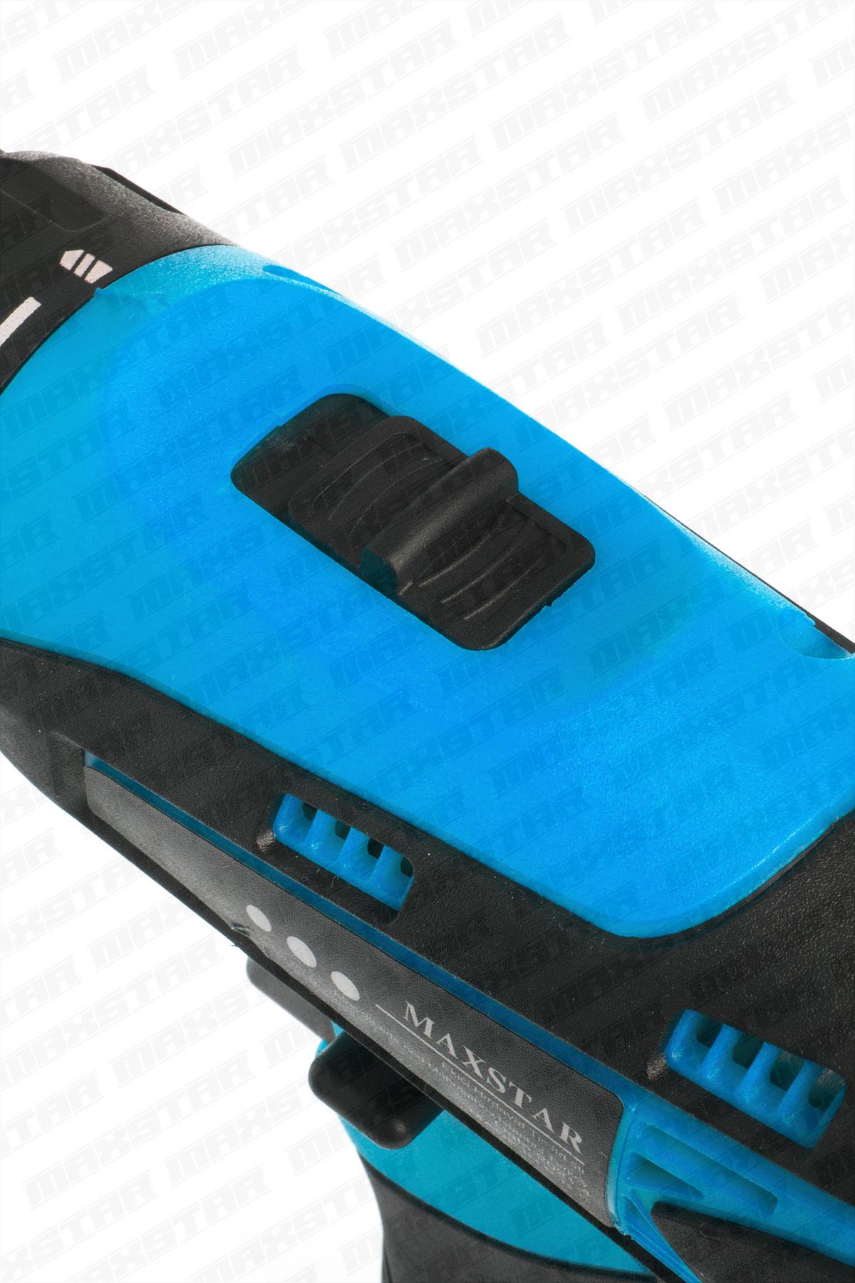 Maxstar 18V Lı-On Çift Akülü Şarjlı Matkap Vidalama + 23 Parça Set - Görsel 7