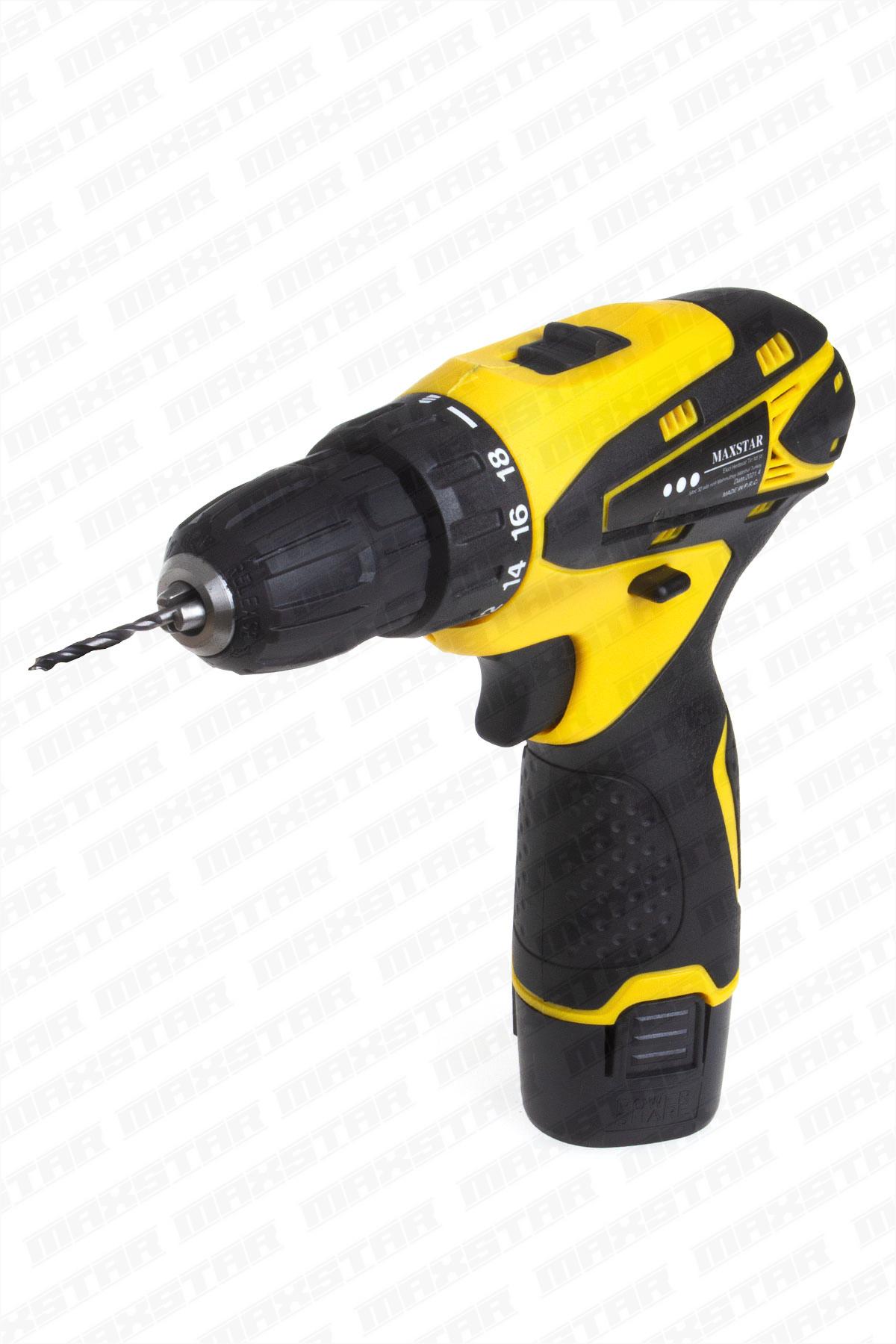 Maxstar Işıklı 18 V 1.3 Ah Li-On Çift Akülü Çantalı Şarjlı Vidalama +23 Parça set - Görsel 3