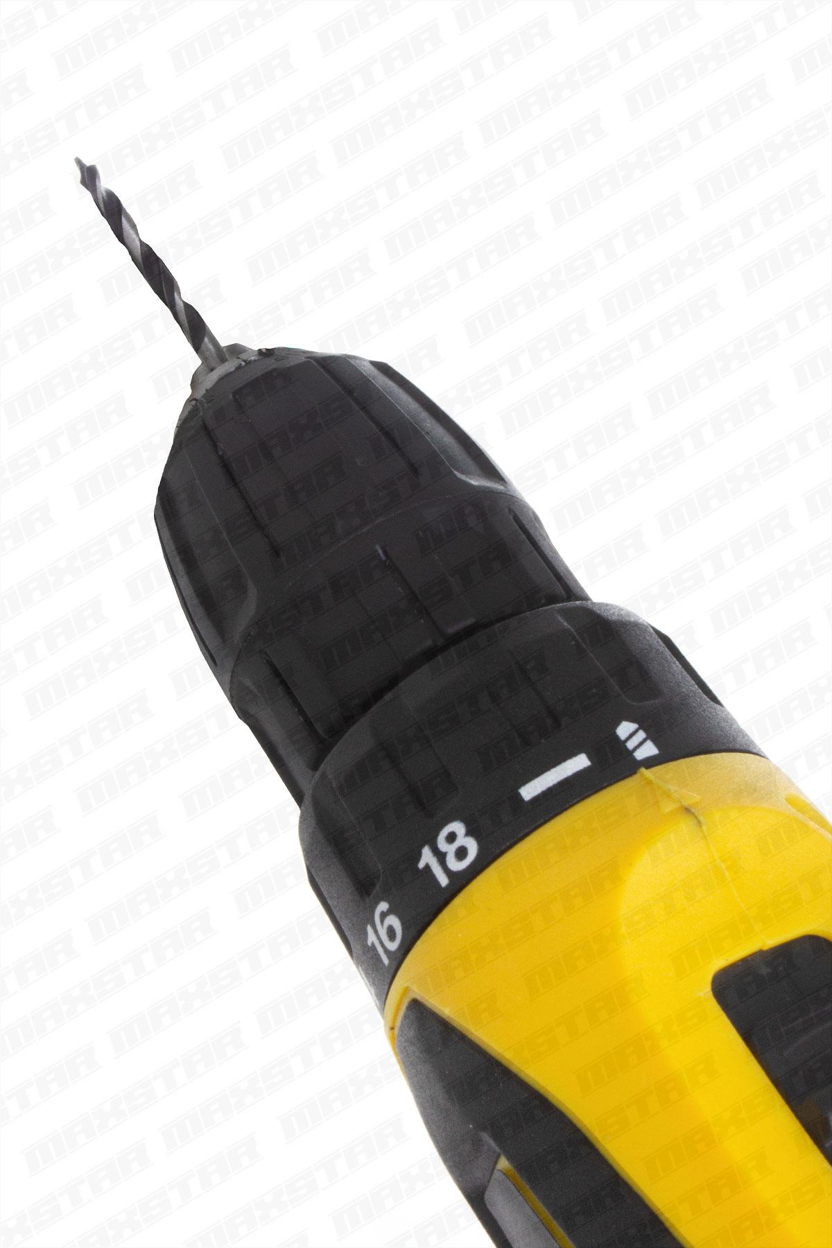 Maxstar Işıklı 18 V 1.3 Ah Li-On Çift Akülü Çantalı Şarjlı Vidalama +23 Parça set - Görsel 4