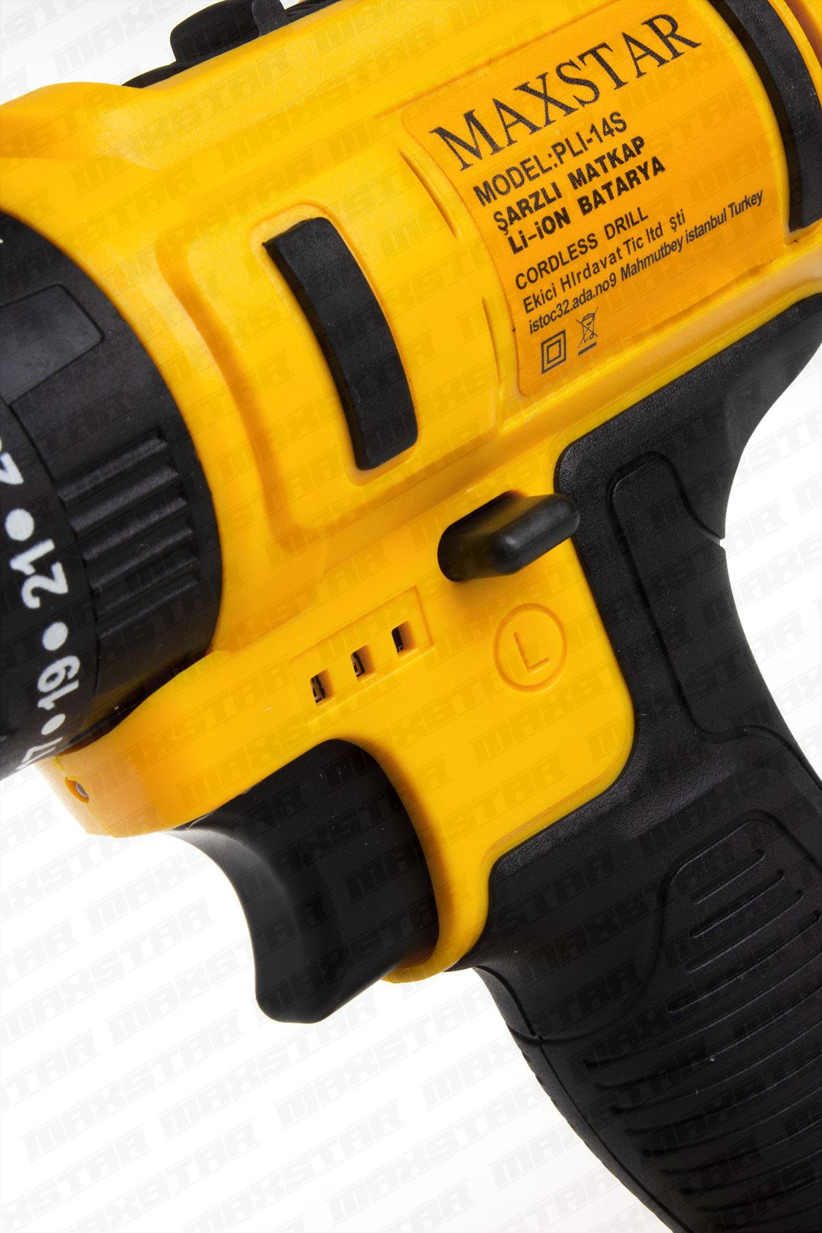 Maxstar 24V Lı-On Çift Akülü Şarjlı Matkap Vidalama + 23 Parça Set - Görsel 6