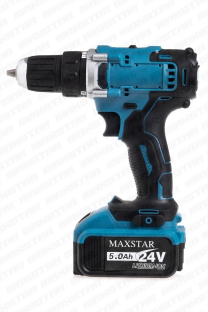 Maxstar 24V Lı-On Çift Akülü Şarjlı Matkap Vidalama + 23 Parça Set - Görsel 2