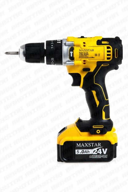 Maxstar 24V Lı-On Çift Akülü Şarjlı Matkap Vidalama + 23 Parça Set - Görsel 2