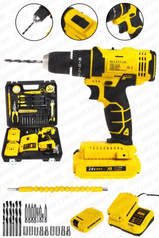 Maxstar 24V Lı-On Çift Akülü Şarjlı Matkap Vidalama Tam Set