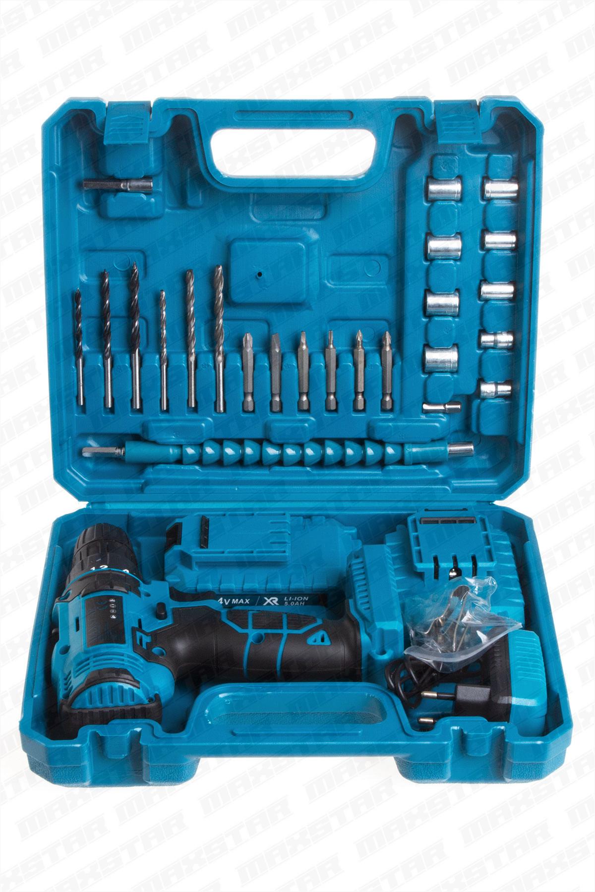 Maxstar 24V Lı-On Çift Akülü Şarjlı Matkap Vidalama + 23 Parça Set - Görsel 7