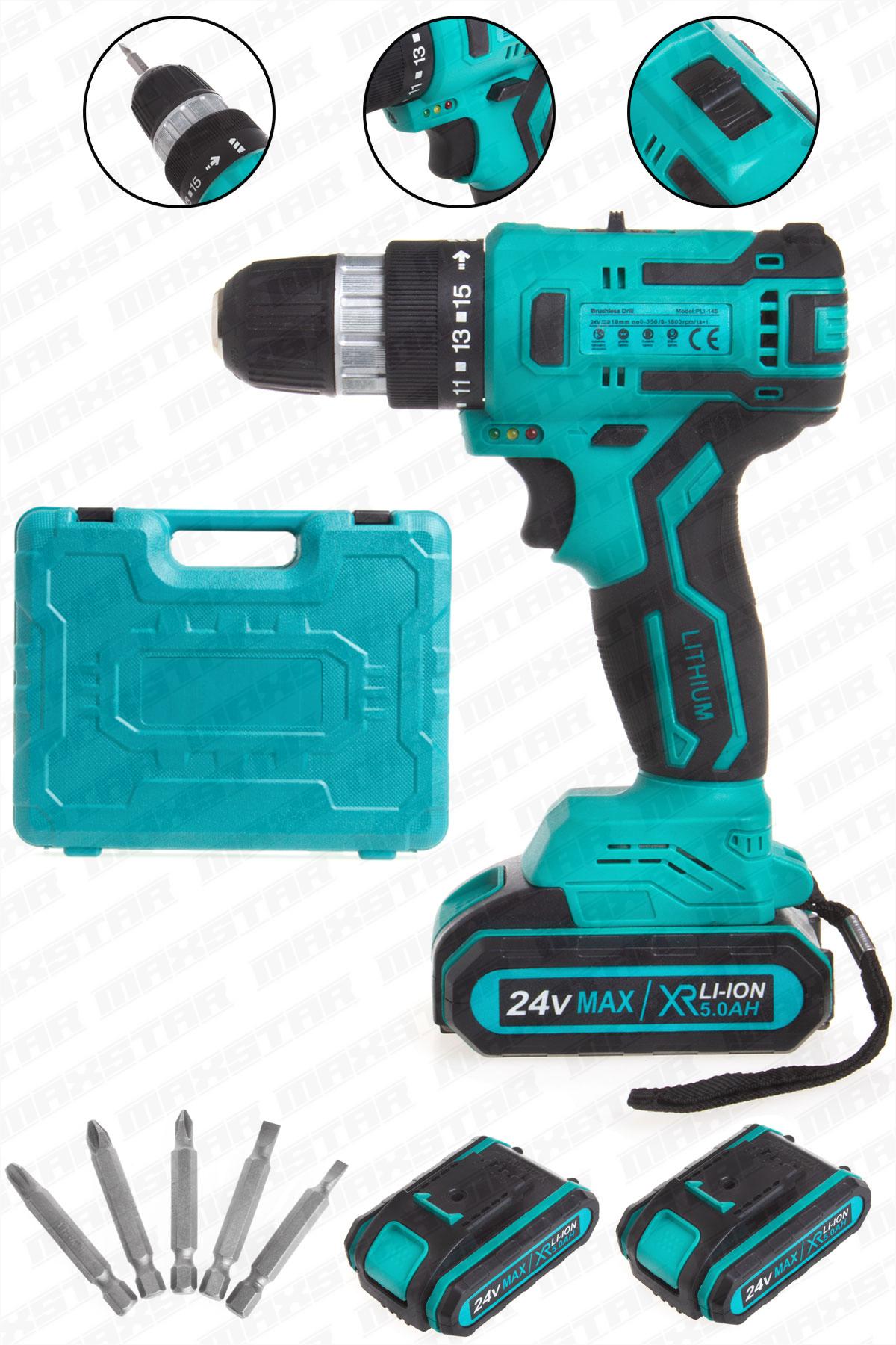 Maxstar 24V Lı-On Çift Akülü Brushless(kömürsüz) Şarjlı Matkap Vidalama