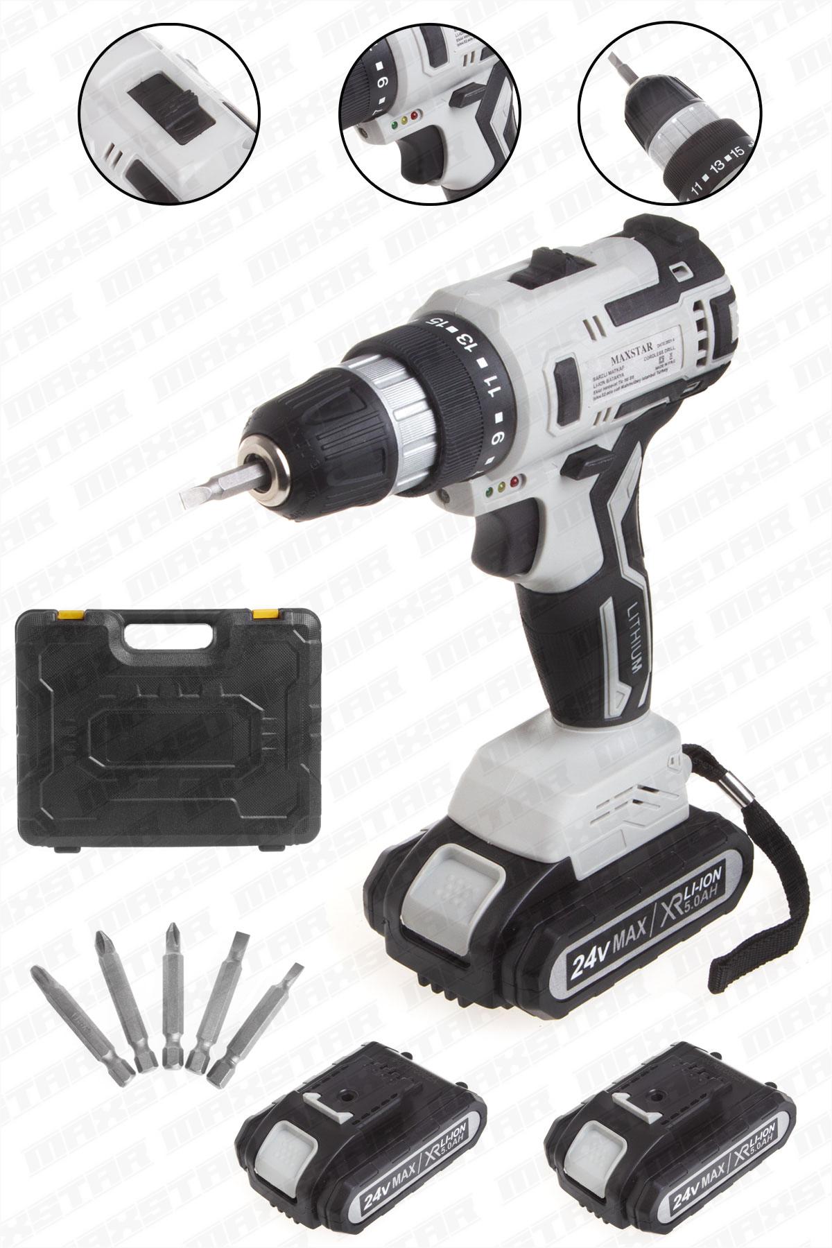 Maxstar 24V Lı-On Çift Akülü Brushless(kömürsüz) Şarjlı Matkap Vidalama