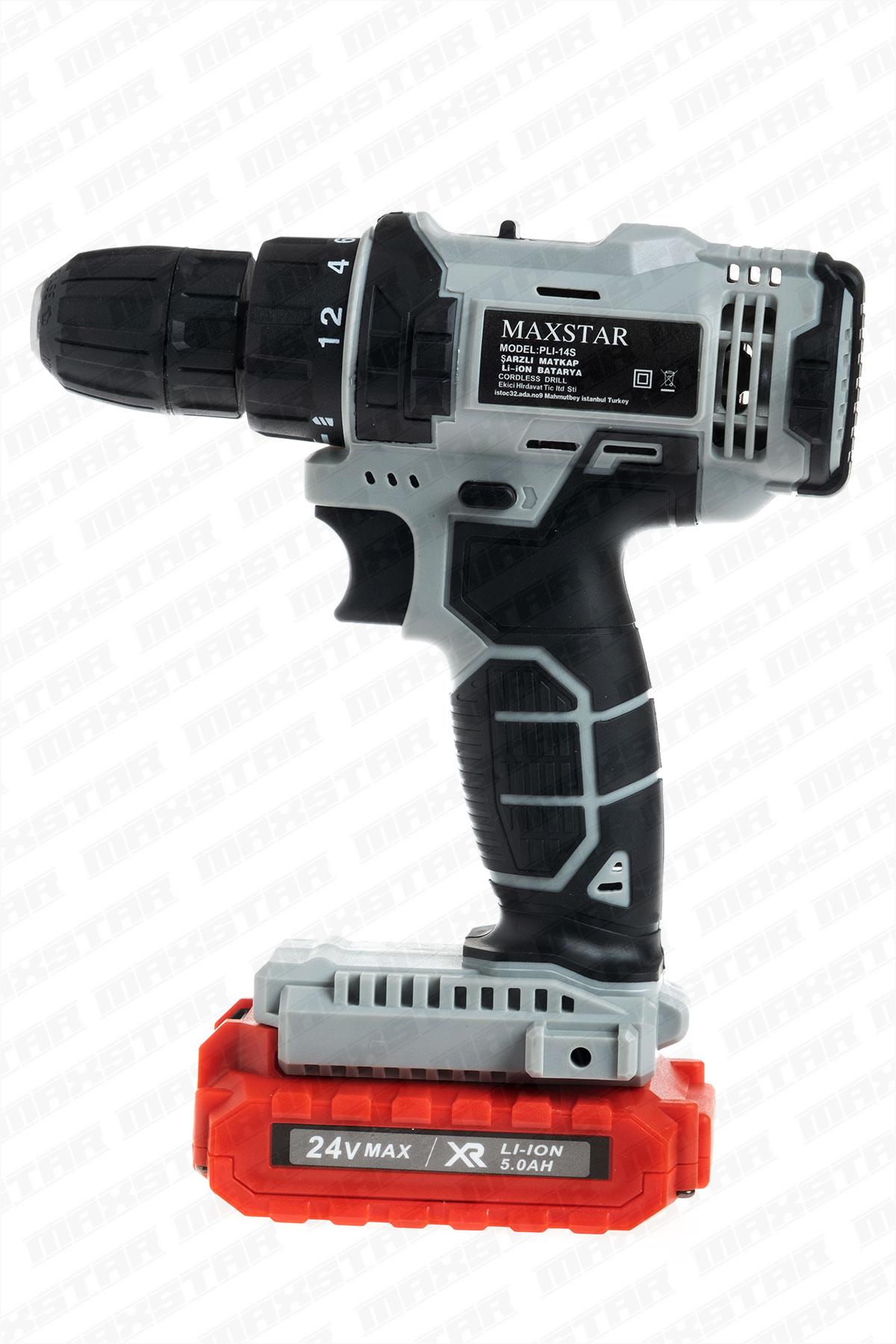 Maxstar 24V Lı-On Çift Akülü Şarjlı Matkap Vidalama + 23 Parça Set - Görsel 2