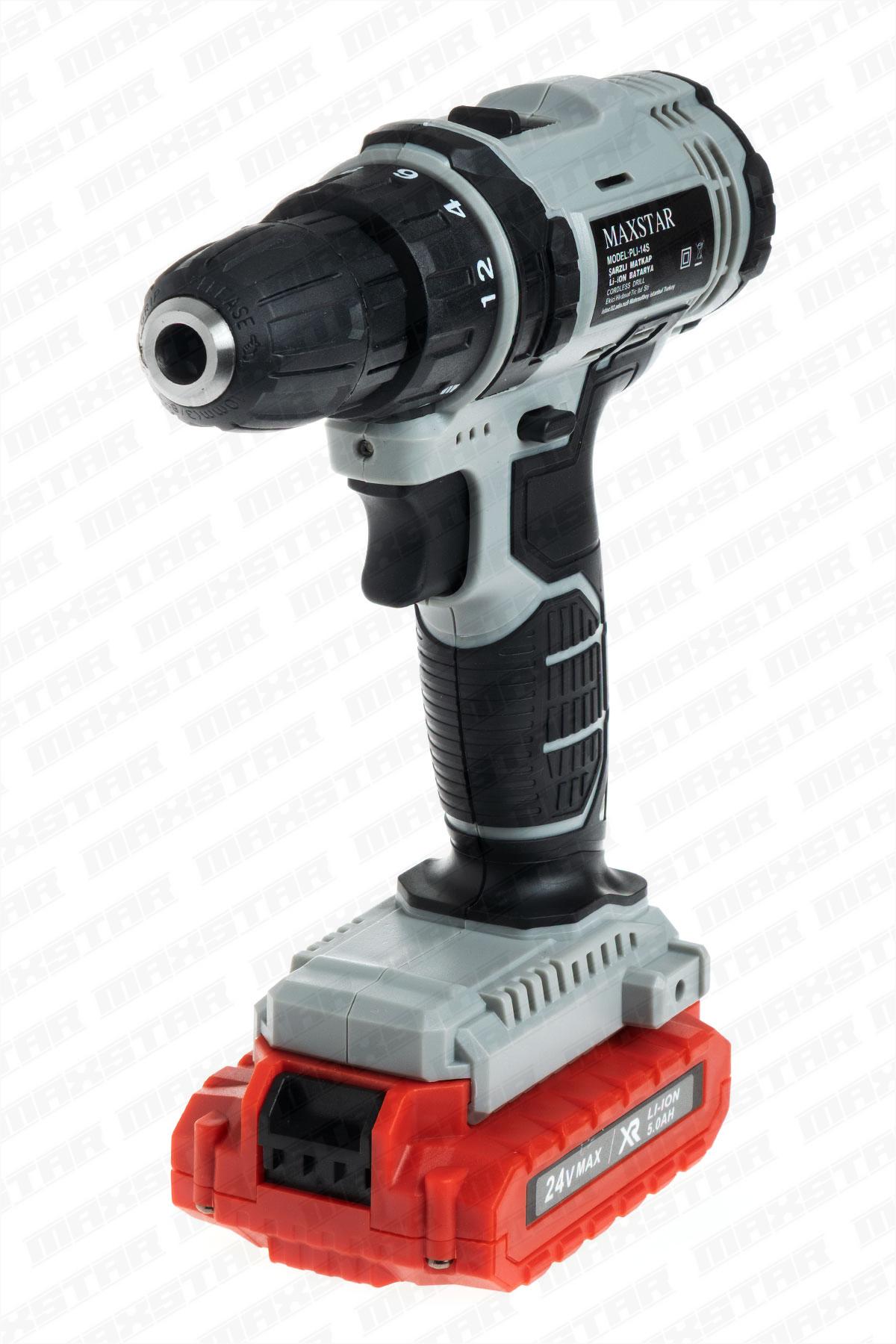 Maxstar 24V Lı-On Çift Akülü Şarjlı Matkap Vidalama + 23 Parça Set - Görsel 3